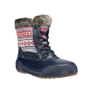 Duck Boots NEW Waterproof Easy Spirit Ice Queen Leather Faux Fur Navy Size 9